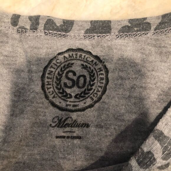 SO Girl’s Top Animal Print Size M Gray and Black - Picture 3 of 3